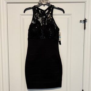 Sequin Hearts Black Mini Dress